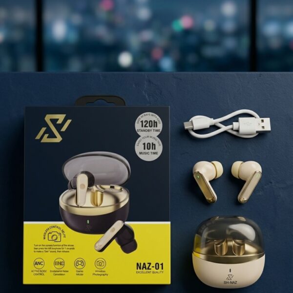 SH-NAZ NAZ-01 True Wireless Earbuds with ANC/ENC – TWS Bluetooth Earphones with 120h Standby & Game Mode