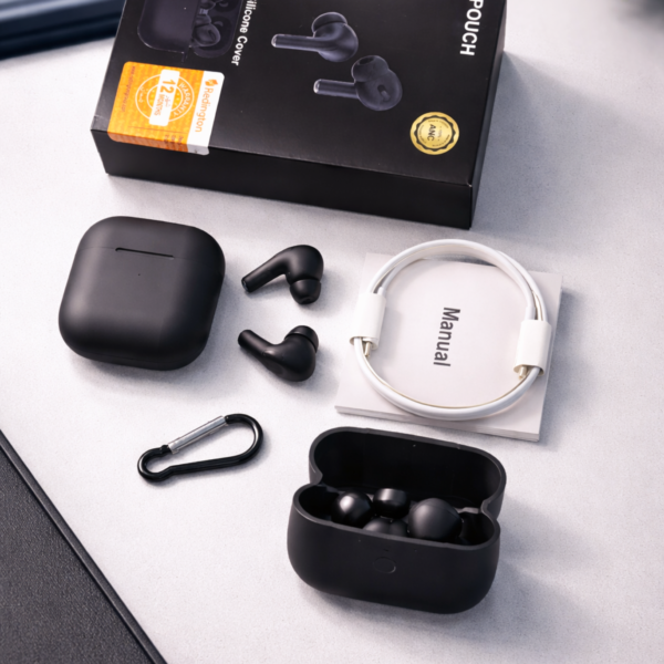 SH-NAZ ANC Wireless Earbuds with Free Silicone Case – Active Noise Cancelling TWS Earphones with Pouch & Carabiner