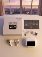 SH-NAZ Smart Display Wireless Earbuds with ANC/ENC – Touch Control TWS Earphones with LED Screen Charging Case - Image 3