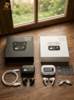 SH-NAZ Smart Display Wireless Earbuds with ANC/ENC – Touch Control TWS Earphones with LED Screen Charging Case